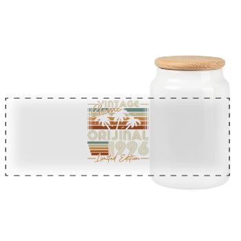 Original 1996 Vintage Vintage Cadeau d’anniversaire - Boîte à biscuits avec couvercle en bois - blanc - Devant
