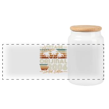 Original 2006 Vintage Vintage Cadeau d’anniversaire - Boîte à biscuits avec couvercle en bois - blanc - Devant