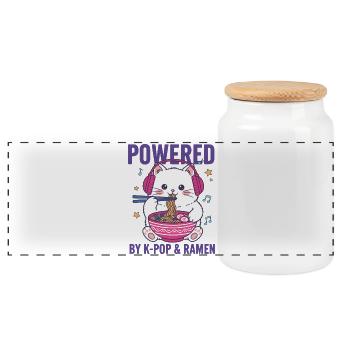 Propulsé par K-Pop et Ramen Kpop Anime de musique coréenne - Boîte à biscuits avec couvercle en bois - blanc - Devant