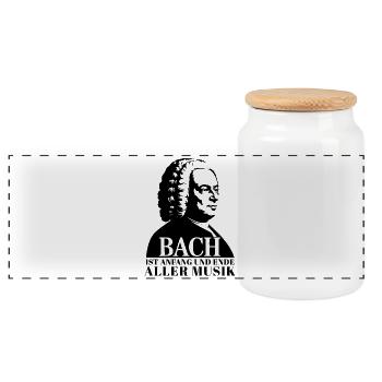 Johann Sebastian Bach -Anfang und Ende aller Musik - Panorama Keksdose mit Holzdeckel - Weiß - Vorne