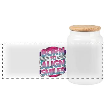 Orthodontic Hygienist Born To Align Braces Care - Panoramic Cookie Jar with Wooden Lid - white - Front