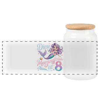 Cette sirène a 8 filles et 8 ans - Boîte à biscuits avec couvercle en bois - blanc - Devant