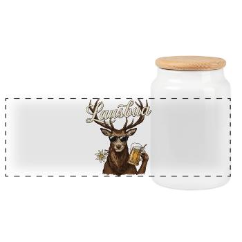 Lausbua Hirsch – Motif de costume traditionnel sympa avec de la bière - Boîte à biscuits avec couvercle en bois - blanc - Devant