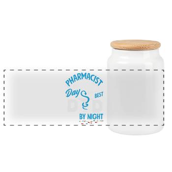 Pharmacist By Day Father By Night Father Pharmacy - Panoramic Cookie Jar with Wooden Lid - white - Front