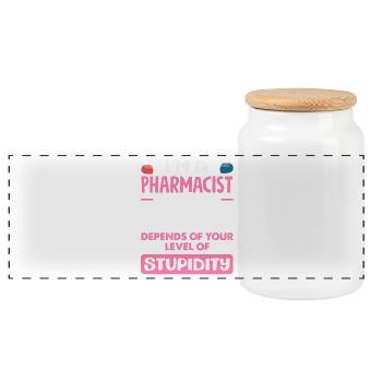 My level of sarcasm pharmacist - Panoramic Cookie Jar with Wooden Lid - white - Front