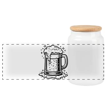 Bierglas Symbol Bier - Panorama Keksdose mit Holzdeckel - Weiß - Vorne