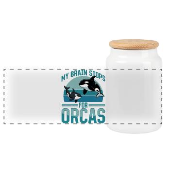 Funny Orca - Panoramic Cookie Jar with Wooden Lid - white - Front