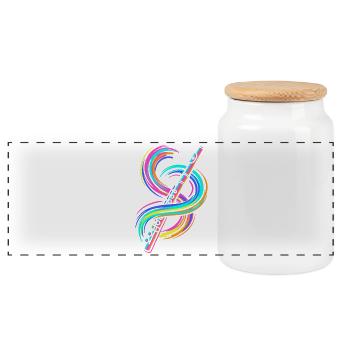 Flûte colorée - Boîte à biscuits avec couvercle en bois - blanc - Devant
