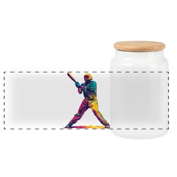 Battoir de baseball à explosion de couleur - Boîte à biscuits avec couvercle en bois - blanc - Devant