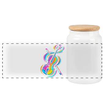 violin - Panoramic Cookie Jar with Wooden Lid - white - Front