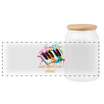 Nimm 12 Töne Und Mach Was Draus Klavier Pianist - Panorama Keksdose mit Holzdeckel - Weiß - Vorne