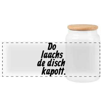 Do laachs de disch kapott - Kölsche §11 - Panorama Keksdose mit Holzdeckel - Weiß - Vorne