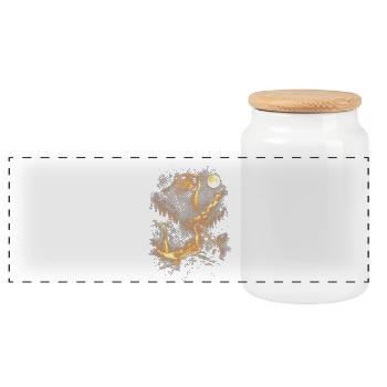 Castor au clair de lune dans la forêt de nuages - Boîte à biscuits avec couvercle en bois - blanc - Devant