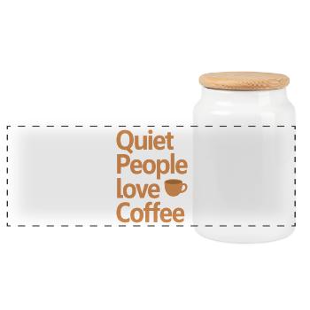Quiet People Love Coffee Humor - Panoramic Cookie Jar with Wooden Lid - white - Front
