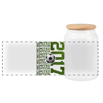 LIMITED EDITION 2017 FOOTBALL 9TH BIRTHDAY - Panoramic Cookie Jar with Wooden Lid - white - Front