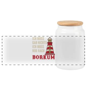 DON'T HAVE TO GO TO BORKUM - Panoramic Cookie Jar with Wooden Lid - white - Front