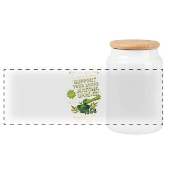 Soutenez votre revendeur local de matcha Thé vert Matcha - Boîte à biscuits avec couvercle en bois - blanc - Devant