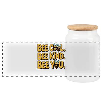 Bee Cool Bee Kind Bee You - Panorama Keksdose mit Holzdeckel - Weiß - Vorne