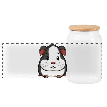 guinea pig - Panoramic Cookie Jar with Wooden Lid - white - Front