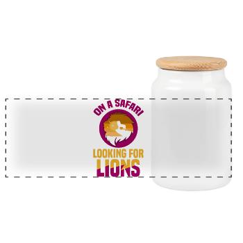 Safari Afrique Savane de la faune du Serengeti Lion - Boîte à biscuits avec couvercle en bois - blanc - Devant