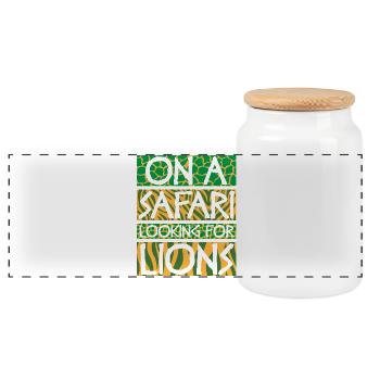 Safari Afrika serengeti wildlife savanne löwe - Panorama Keksdose mit Holzdeckel - Weiß - Vorne