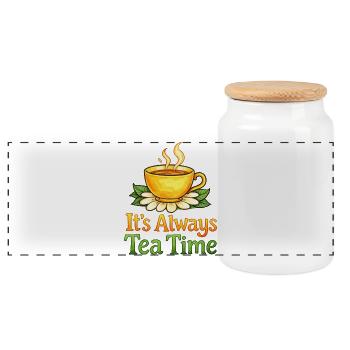 Toujours le design de tasse à thé - Boîte à biscuits avec couvercle en bois - blanc - Devant