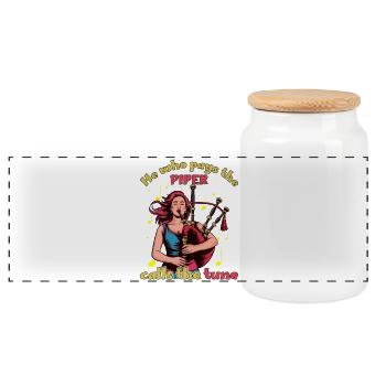 Celui qui paie le joueur de flûte annonce la mélodie - Boîte à biscuits avec couvercle en bois - blanc - Devant