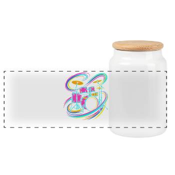 Tambours colorés - Boîte à biscuits avec couvercle en bois - blanc - Devant