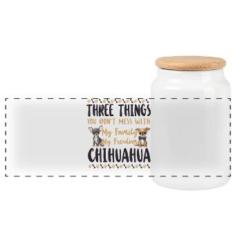 Chihuahua Chihuahueño Three Things - Panorama Keksdose mit Holzdeckel - Weiß - Vorne