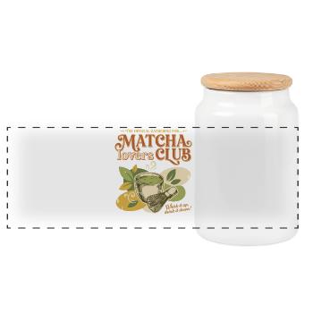 Official Matcha Lovers Club Whisk It Up Drink It - Panoramic Cookie Jar with Wooden Lid - white - Front