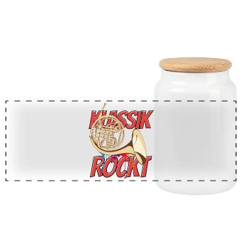 Cor français Orchestre de rock classique Cor Cor - Boîte à biscuits avec couvercle en bois - blanc - Devant