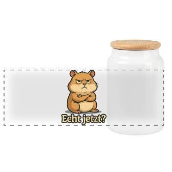 Echt jetzt Hamster - Panorama Keksdose mit Holzdeckel - Weiß - Vorne