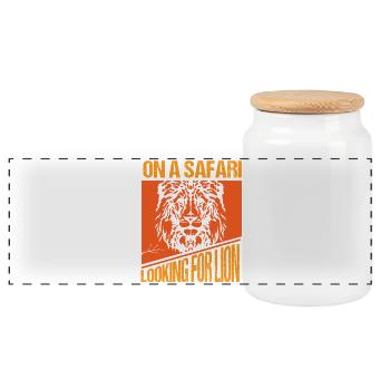 Safari Afrique Savane de la faune du Serengeti Lion - Boîte à biscuits avec couvercle en bois - blanc - Devant