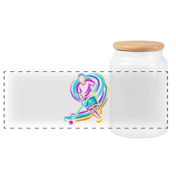 Field hockey players - Panoramic Cookie Jar with Wooden Lid - white - Front