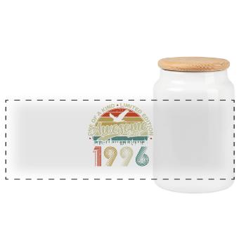 1996 Vintage Vintage Retro Birthday Gift - Panoramic Cookie Jar with Wooden Lid - white - Front