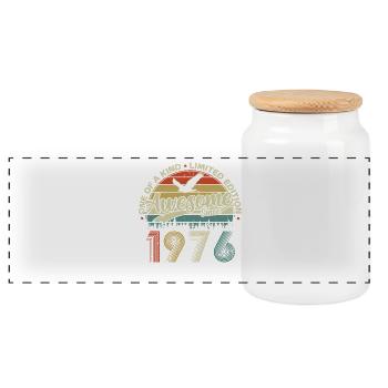 Cadeau d’anniversaire rétro vintage vintage 1976 - Boîte à biscuits avec couvercle en bois - blanc - Devant