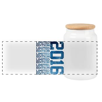 LIMITED EDITION 2016 10 JAHRE 10. GEBURTSTAG - Panorama Keksdose mit Holzdeckel - Weiß - Vorne
