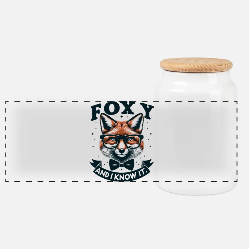 Foxy Nerd Brille Fliege - Panorama Keksdose mit Holzdeckel - Weiß