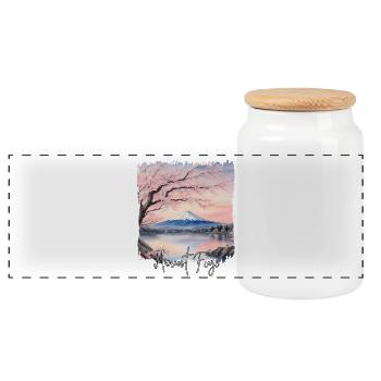 Aquarell des Fuji-Berges, des Fuji-Berges Japan - Panorama Keksdose mit Holzdeckel - Weiß - Vorne