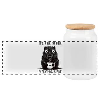 Its Fine Im Fine Kaffee Capybara Humor - Panorama Keksdose mit Holzdeckel - Weiß - Vorne