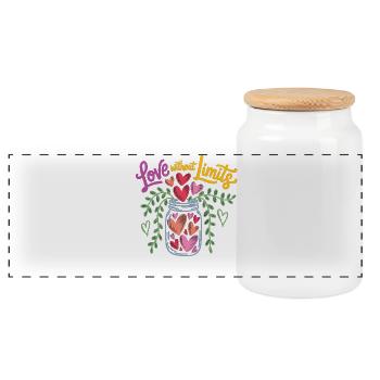 Chemise Love Without Borders – Une idée cadeau - Boîte à biscuits avec couvercle en bois - blanc - Devant