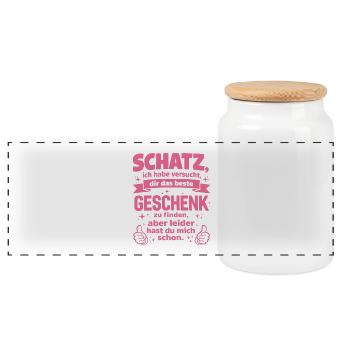 Sweetheart, The Best Gift Saying Pink - Panoramic Cookie Jar with Wooden Lid - white - Front