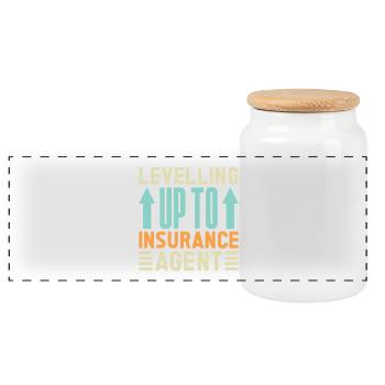 Insurance Agent Levelling Up To Funny Insurance - Panoramic Cookie Jar with Wooden Lid - white - Front