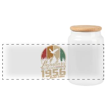 1956 Vintage Jahrgang Retro Geburtstag Geschenk - Panorama Keksdose mit Holzdeckel - Weiß - Vorne
