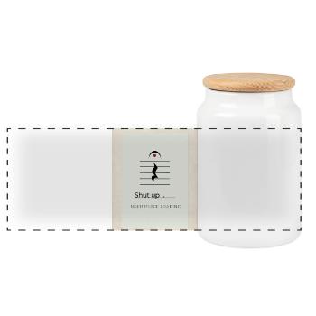 Shut up – Inner Peace Loading Design - Panoramic Cookie Jar with Wooden Lid - white - Front