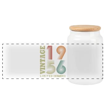 Vintage 1956 Vintage Retro Birthday Gift - Panoramic Cookie Jar with Wooden Lid - white - Front