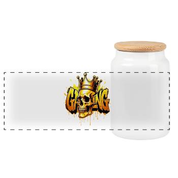 Or de Crâne de Graffiti Gaming - Boîte à biscuits avec couvercle en bois - blanc - Devant