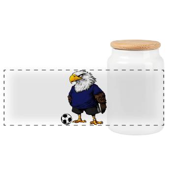 Eagle Soccer Bird - Boîte à biscuits avec couvercle en bois - blanc - Devant