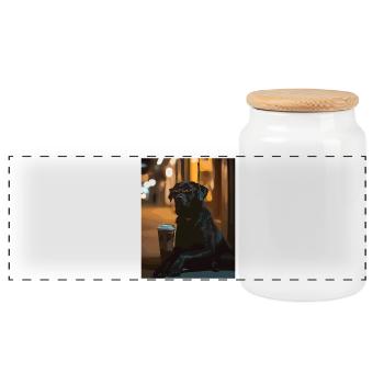Night lounge dog with sunglasses - Panoramic Cookie Jar with Wooden Lid - white - Front
