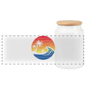 Sonnenuntergang Surf Circle - Panorama Keksdose mit Holzdeckel - Weiß - Vorne
